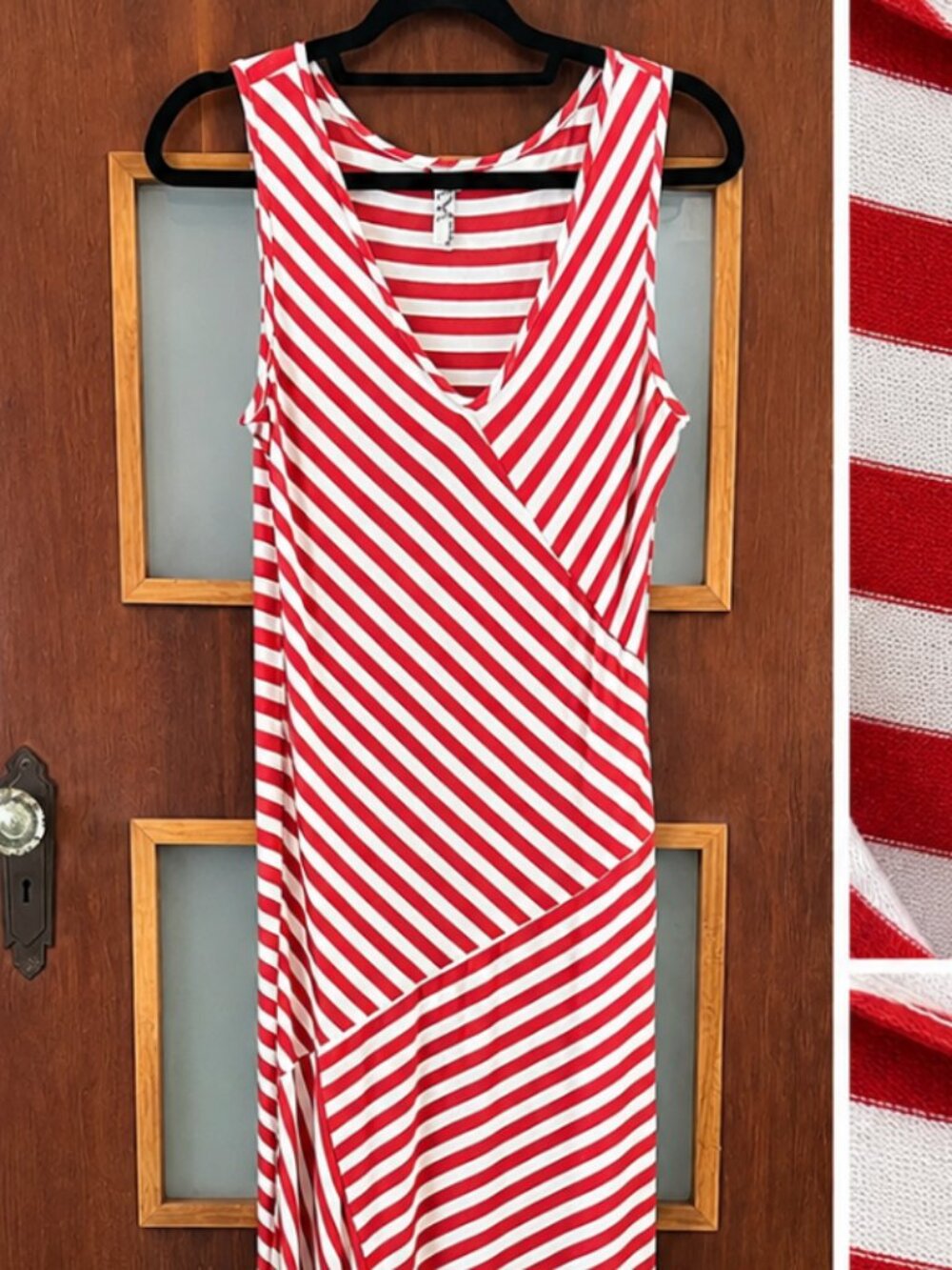 Vintage Promesa Red White Striped Maxi Dress